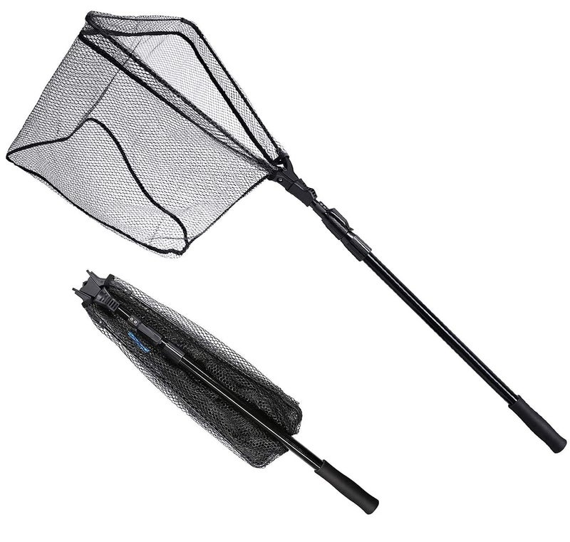 SAN LIKE Fishing Net Fish Landing Nets Folding Telescopic Sturdy Pole Handle Rubber Coated Net Extending to 71inches for Saltwater - Image 1